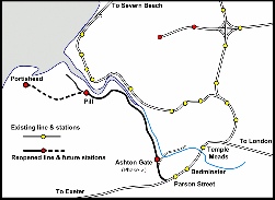 Portishead line reopened map