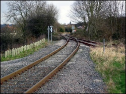 Pill where line to Docks leaves the original line. Looking towards Bristol - Feb 2005